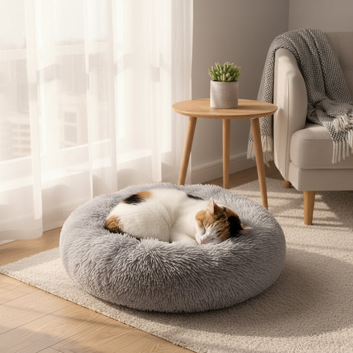 Winter Plush Round Pet Bed